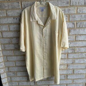 Mojito Collection 100% Linen Havana Style Short Sleeve Button Up Men's Size 4X.